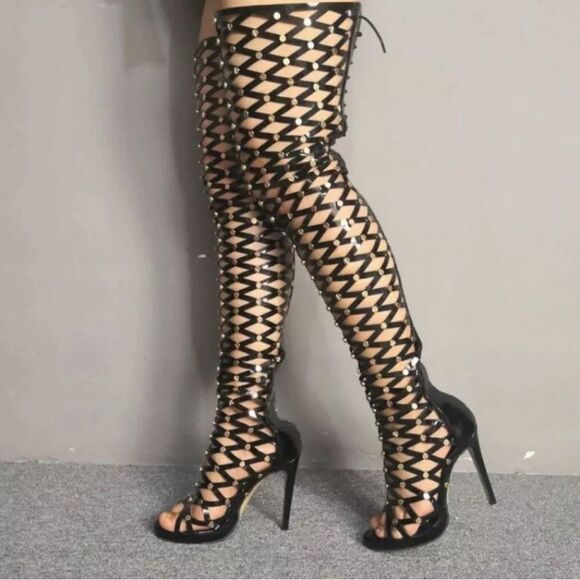 🔥🔥🔥over the knee thigh high stiletto boots brand new in the MF Box - Picture 6 of 7
